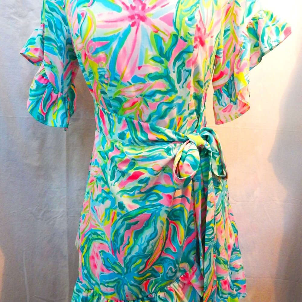 Lilly Pulitzer Darlah Stretch Dress with Side Wrap - NWT - Floral Print  - Sz. 0